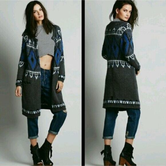 Free People Sweaters - Free People Frosted Fairisle Wool XS Cardigan Sweater